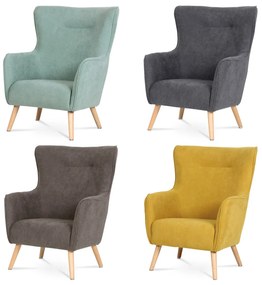 Autronic - Kreslo, poťah lanýžová látka, drevené nohy, masív kaučukovník - AK-313 LAN2