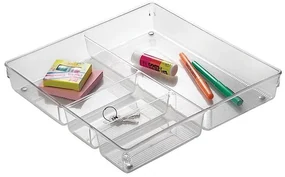 Organizér, vložka do zásuvky, transparentný FLEXI, 4 priehradky 31 x 31 cm