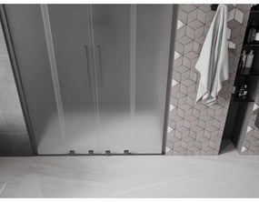 Mexen Velar Duo, posuvné sprchové dvere do otvoru 160 cm, 8mm sklo námraza, brúsený grafit, 871-160-000-32-95