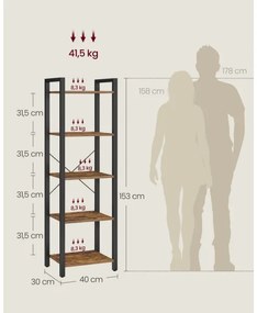 Knižnica NAVARO hnedá/čierna