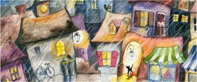 Obraz - Daždivý večer (120x50 cm)