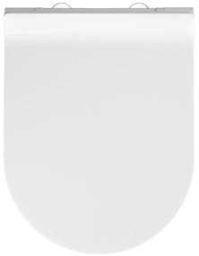 Biele WC sedadlo s jednoduchým zatváraním Wenko Habos, 46 × 36 cm