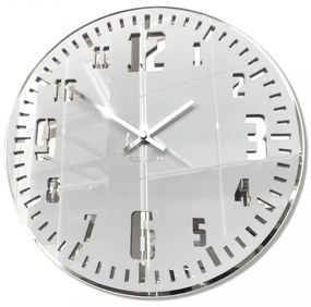 Biele nástenné hodiny v retro štýle so strieborným ciferníkom