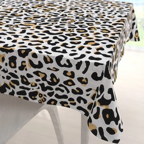 Biante Bavlnený štvorcový obrus Sandra SA-409 Leopardí vzor na bielom 60x60 cm