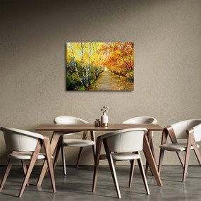 Obraz - Romantická alej pozdĺž vody, olejomaľba (70x50 cm)
