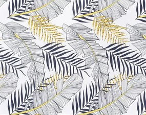 Behúň na stôl 40x150 cm, listy, biely