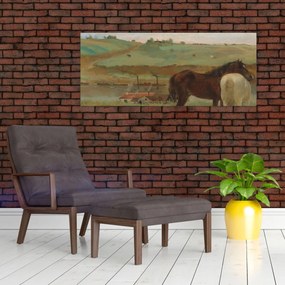 Obraz - Edgar Degas, Horses in a Meadow, reprodukcia (120x50 cm)