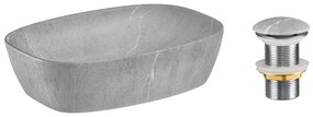 Súprava keramického umývadla na dosku a výpuste Anna 50 cm sivý kameň