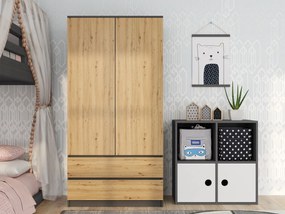 Šatní skříň MALWA I 90 cm antracit/dub artisan