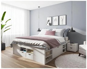 Inter Link Funkčná posteľ s 2 integrovanými nočnými stolíkmi (Till – biela, 160 x 200 cm)  (100180021)