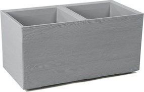 PLASTOVÝ KVETINÁČ NA KOLIESKACH BETONIQUE ECO 39X39X78 CM DREVENÝ DEKOR SIVÁ