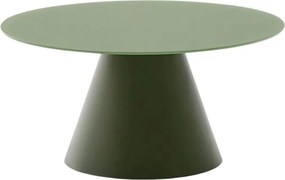 Zelený okrúhly konferenčný stolík so sklenenou doskou ø 80 cm Wilshire – Kave Home