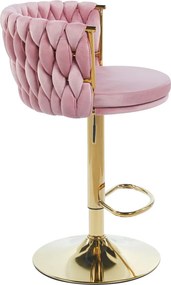 Dekorstudio Barová stolička GLAMOUR TWIST ružová (zlatý rám)
