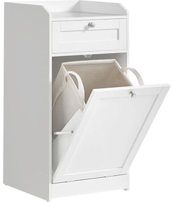 Kúpeľňová skrinka s košom na bielizeň, Odnímateľný kôš na bielizeň, biela
