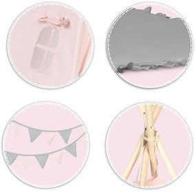 Detský stan típí Nukido NK-406 - svetloružový