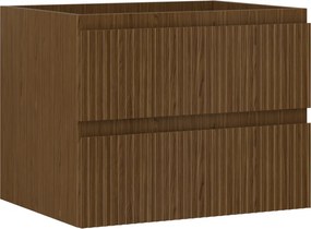 Mexen Rivel, kúpeľňová skrinka 60 cm, 2 zásuvky, drážkovaná, orech, 91A20-06047-2-BFF86