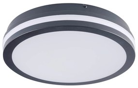 KANLUX Vonkajšie stropné prisadené LED osvetlenie DEVON, 24W, denná biela, okrúhle, 26cm, grafitové