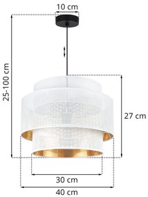 Light Home Závesné svietidlo Asti, 1x biele PVC tienidlo, (fi 40cm), g, b