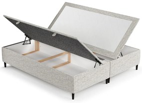 Svetlosivá čalúnená dvojlôžková posteľ s úložným priestorom 200x200 cm Tate – Maison de Rêve