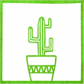 Drevený obraz na stenu kaktus v kvetináči| SENTOP PR0398-A