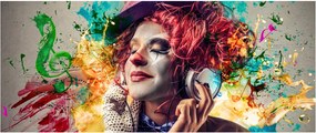Obraz - Umelkyňa so slúchadlami (120x50 cm)