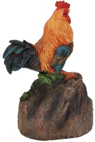 Záhradná figúrka z polyesterovej živice Rooster, 11,4 cm, viacfarebná