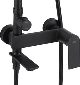 Rea Storm, vaňová/sprchová súprava s dažďovou hlavovou sprchou a ručnou sprchovou hlavicou, čierna matná, REA-P9533