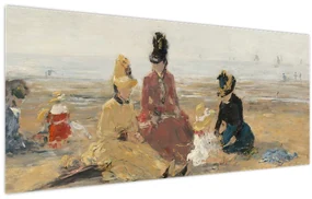 Obraz - Eugène Boudin, On the Beach, Trouville, reprodukcia (120x50 cm)