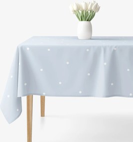 Goldea hranatý obrus 100% bavlnené plátno - bodky na nebesky modrom 140 x 220 cm