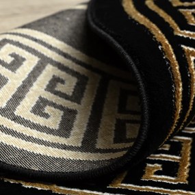 Dywany Łuszczów, Kusový koberec Allure 1968 black/gold kruh, 200x200 (priemer) kruh, čierna, kancelária