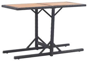 Záhradný stôl, čierny, akáciový masív a polyratan 46456