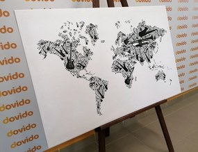 Obraz hudobná mapa sveta v inverznej podobe - 120x80