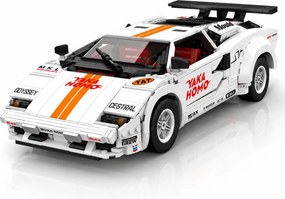 LEAN Toys Stavebnicové kocky – športové auto s diaľkovým ovládaním RC, biele, 1384 dielov