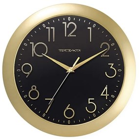 Nástenné hodiny s minerálnym sklom Troyka čierno-zlatá, pr. 29 cm