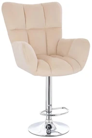 LuxuryForm DESIGN Barové kreslo AURORA VELUR na striebornom tanieri - krémové
