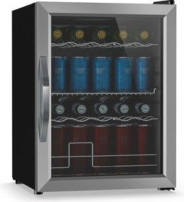 Klarstein Beersafe nápojová chladnička so sklom | 64 x 48 cm | LED vnútorné osvetlenie | Strieborná/čierna