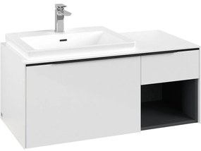 VILLEROY &amp; BOCH Subway 3.0 závesná skrinka pod umývadlo (umývadlo vľavo), 2 zásuvky + regálový prvok, s LED osvetlením, 1001 x 516 x 422,5 mm, Brilliant White, C572L1VE