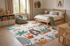 Detský koberec protišmykový BAMBINO 61410 krémový / zelený