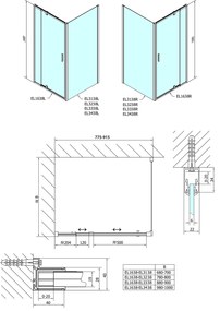 Polysan Polysan, Easy Line obdĺžniková/štvorcová sprchová zástena pivot dvere 800-900x900mm, L/P, sklo Brick, EL1638EL3338