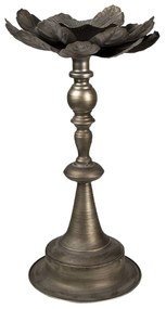 Stříbrno -měděný kovový svícen s kvetem Rosemarie - Ø 28*50 cm