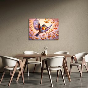 Obraz - Vták s jarabinou (70x50 cm)