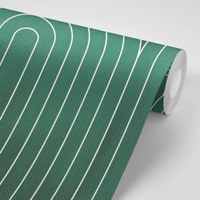 Tapeta zelený vzor dúhy Mid-Century