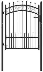 Plotová brána s hrotmi oceľová 100x125 cm čierna