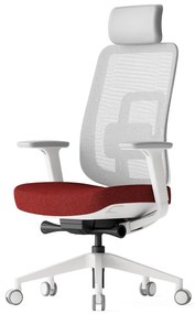 Kancelárska ergonomická stolička K42 White — sieť, látka, biela / viac farieb Červená