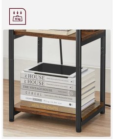 Odkladací stolík s vstavanými zásuvkami a USB portami ROD hnedá/čierna