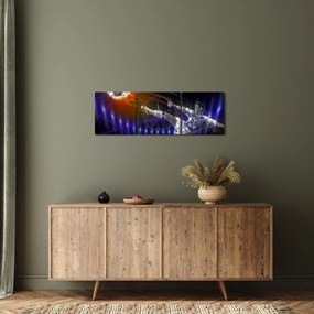 Obraz futbalistu v skoku (s hodinami) (90x30 cm)