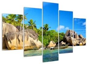 Obraz morskej pláže s palmami (150x105 cm)