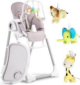 Detská jedálenská stolička so stolíkom Nukido Belo heather + hrazda na hračky