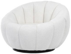 Křeslo relaxační, látka bílá Bouclé, otočné.