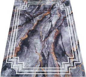 DY Tmavosivý koberec s mramorovým vzorom Horeca-New 118 Rozmer: 80x150 cm